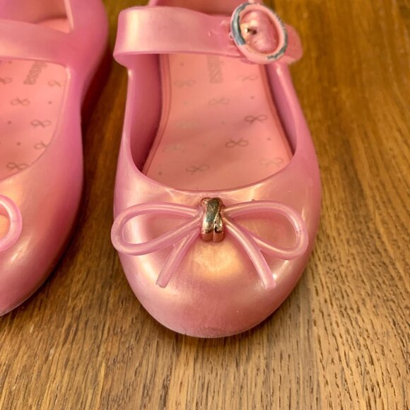 MINI MELISSA Pink Bow Mary Jane Shoes Girls 7 Jelly Flats Sweet Love IV Shoe - Picture 3 of 8